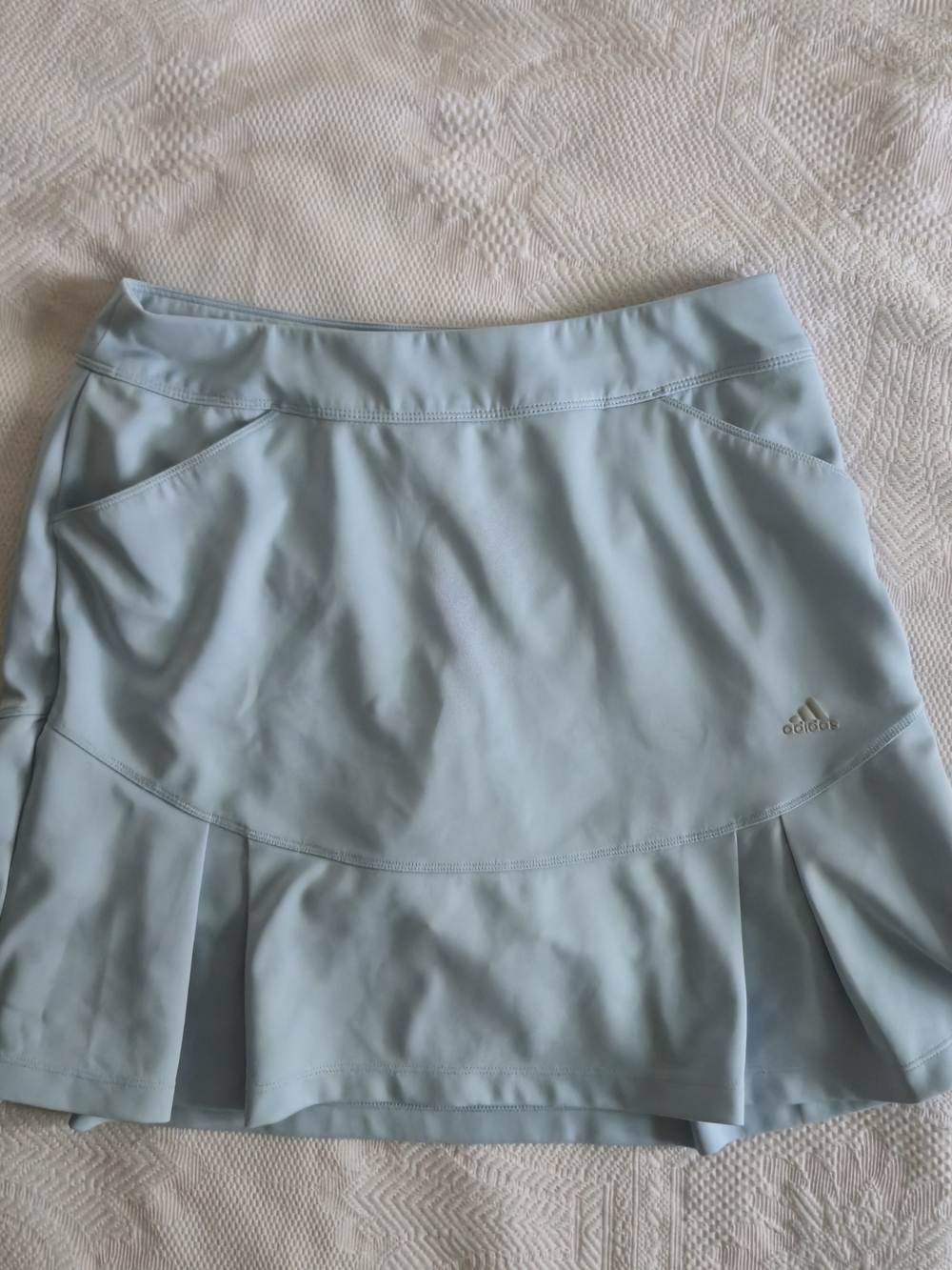Adidas Pale Blue Pleated Athletic Tennis Skort Built-in shorts Pockets Size S